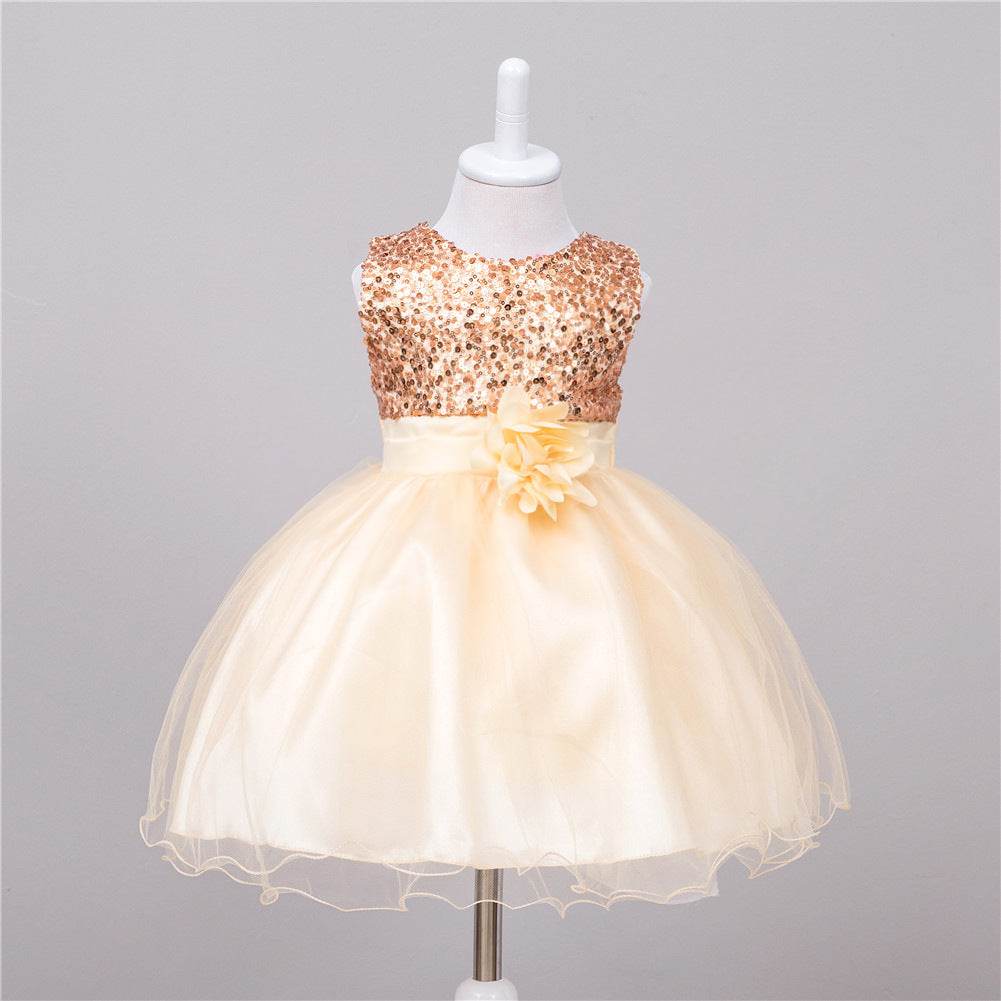 Baby Sequin Dress Flower Girl Wedding Princess Dress - Mubimart