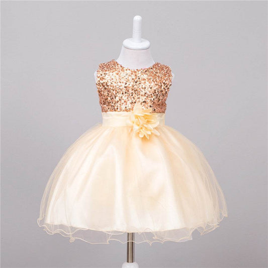 Baby Sequin Dress Flower Girl Wedding Princess Dress - Mubimart