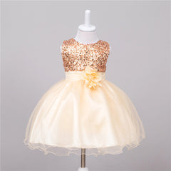 Baby Sequin Dress Flower Girl Wedding Princess Dress - Mubimart - Baby Cloth 