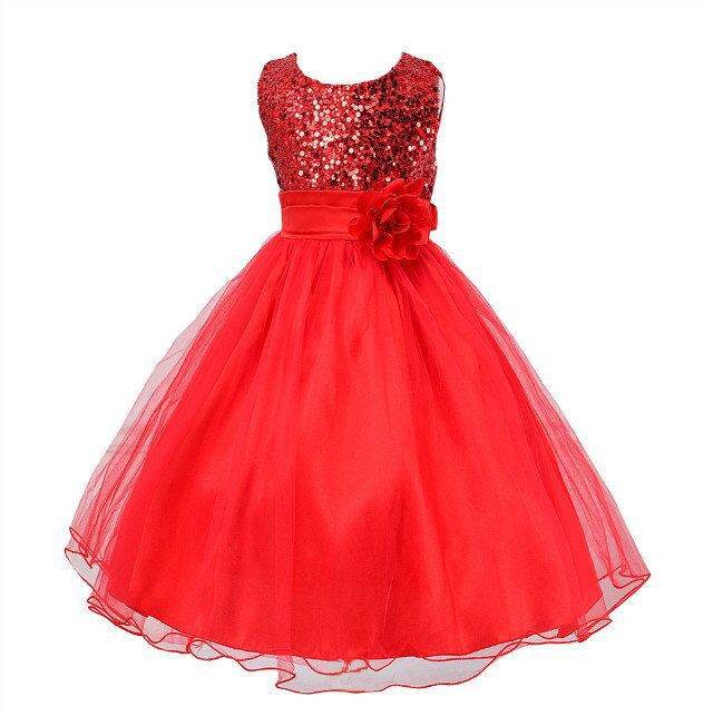 Baby Sequin Dress Flower Girl Wedding Princess Dress - Mubimart