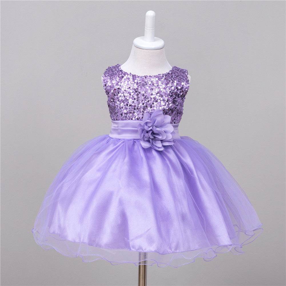 Baby Sequin Dress Flower Girl Wedding Princess Dress - Mubimart