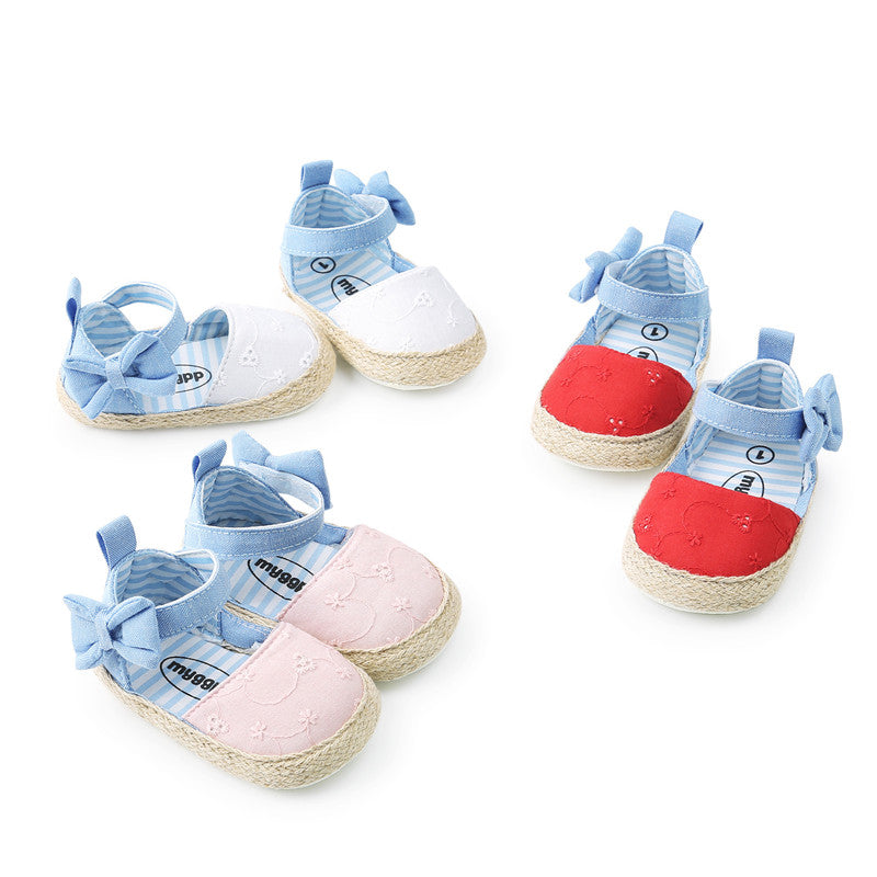 Baby Shoes Bowknot Breathable Baby Shoes Velcro - Mubimart - Girls Shoes 