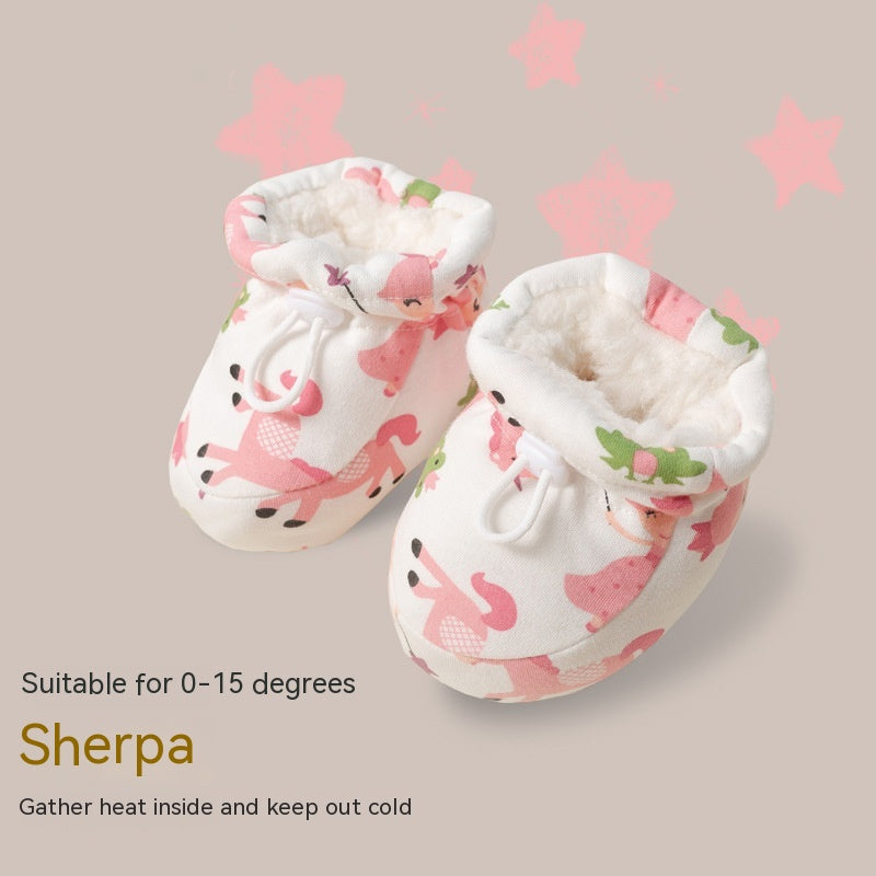 Baby Shoes Soft Sole Toddler Warm Shoes Cotton-padded Shoes With Velvet - Mubimart -  