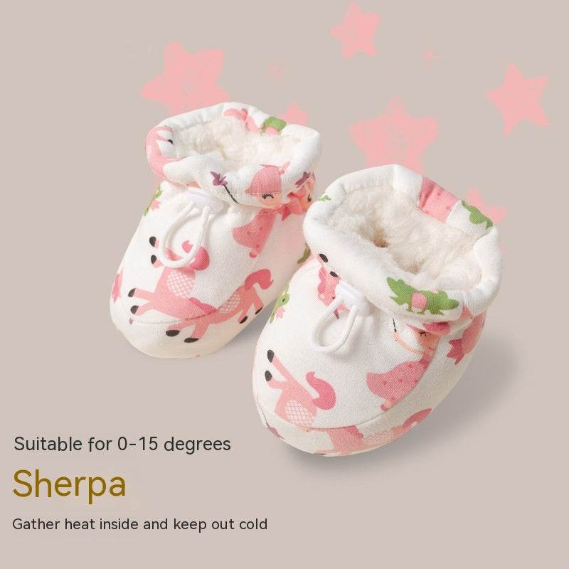 Baby Shoes Soft Sole Toddler Warm Shoes Cotton-padded Shoes With Velvet - Mubimart