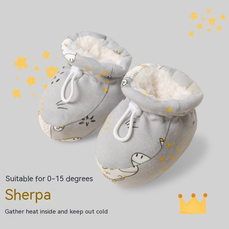 Baby Shoes Soft Sole Toddler Warm Shoes Cotton-padded Shoes With Velvet - Mubimart -  