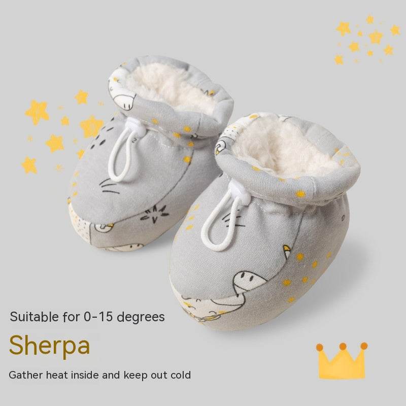 Baby Shoes Soft Sole Toddler Warm Shoes Cotton-padded Shoes With Velvet - Mubimart