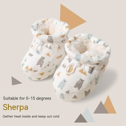 Baby Shoes Soft Sole Toddler Warm Shoes Cotton-padded Shoes With Velvet - Mubimart