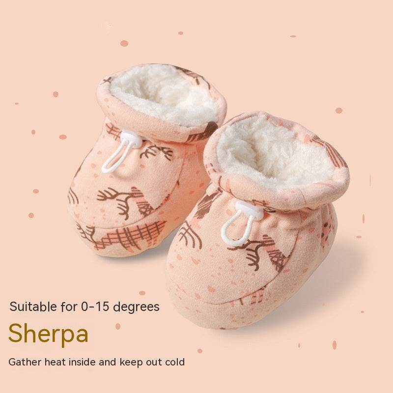 Baby Shoes Soft Sole Toddler Warm Shoes Cotton-padded Shoes With Velvet - Mubimart