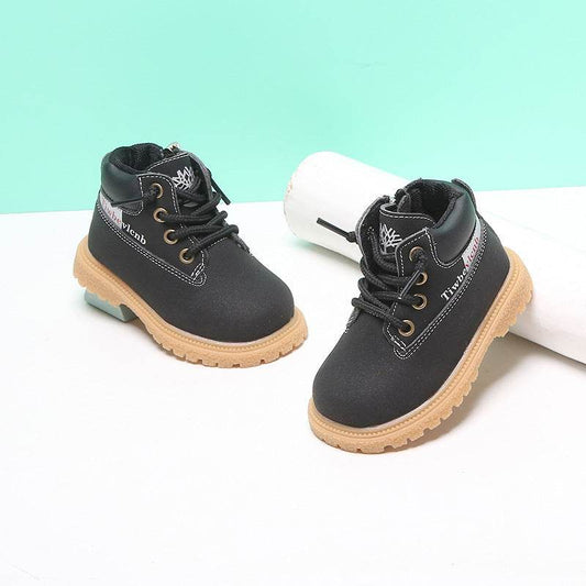 Baby Shoes Toddler Fall Boy Martin Boots Girls Single Leather - Mubimart