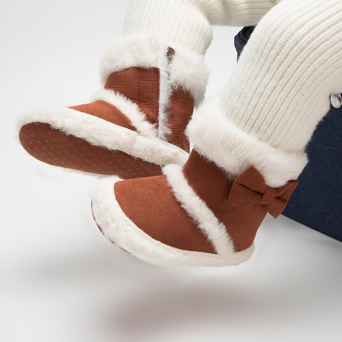 Baby Soft-Soled Toddler Bow Plush Boots Warm Boots - Mubimart -  