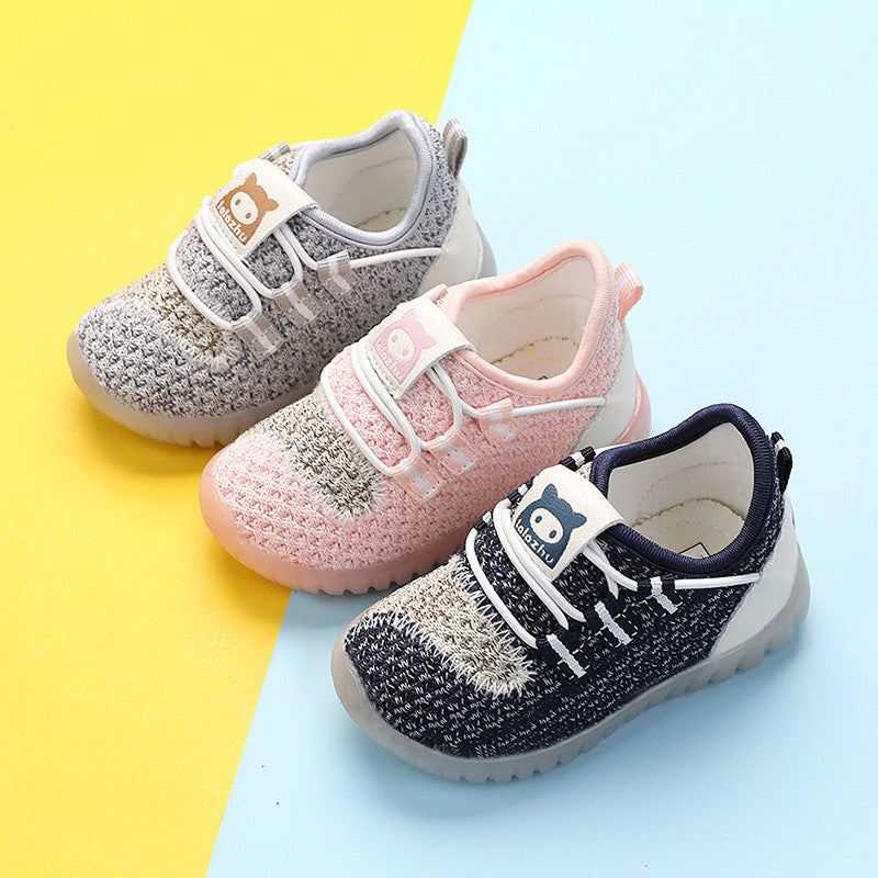 Baby Soft-Soled Toddler Shoes, Boys Flying Woven Coconut Sneakers, Girls, Baby Mesh Shoes - Mubimart - Baby Shoes 