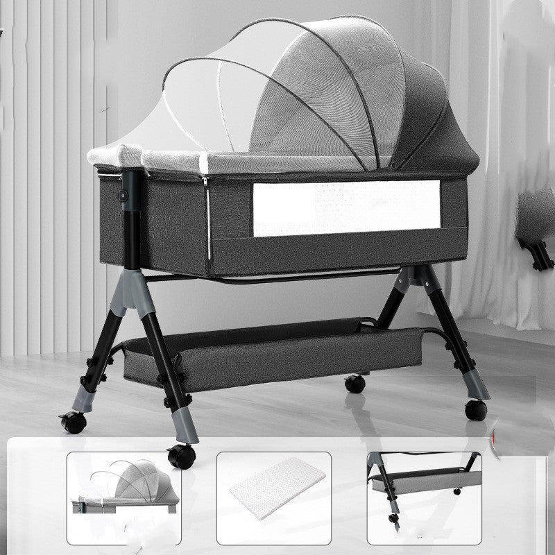 Baby Splicing Portable Multifunctional Mobile Folding Cradle Bed - Mubimart -  