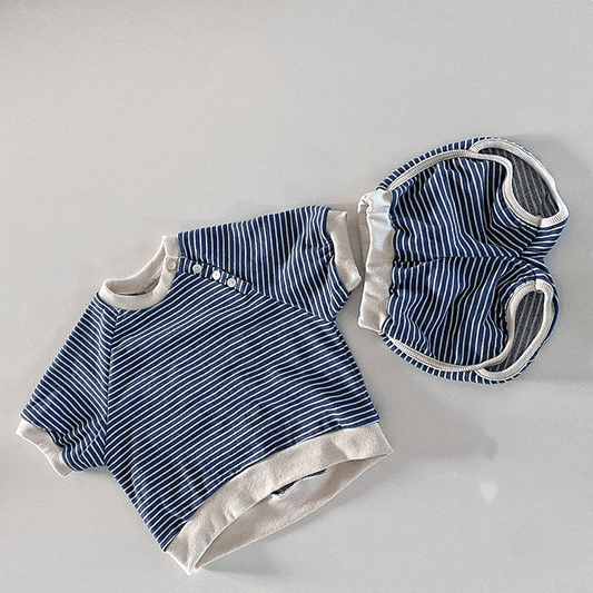 Baby Striped Shorts Set Toddler Baby Two-piece Set - Mubimart