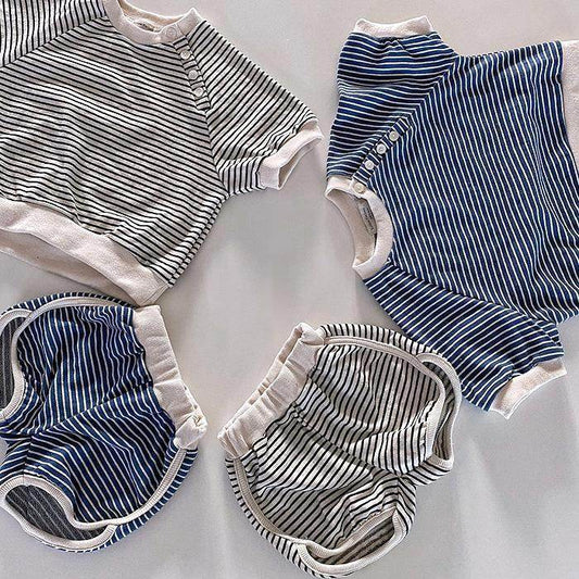Baby Striped Shorts Set Toddler Baby Two-piece Set - Mubimart