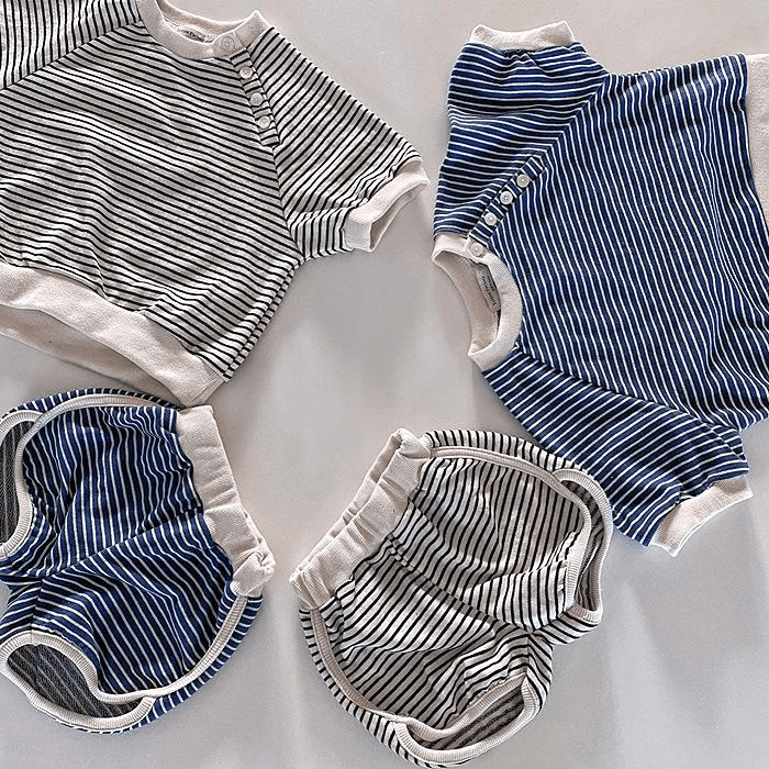 Baby Striped Shorts Set Toddler Baby Two-piece Set - Mubimart