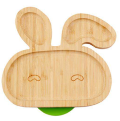 Baby Sucker Bowl Bamboo Cartoon Children'S Disk With Suction Cup Silicone Spoon Set Children'S Dinner Plate Bamboo Children'S Bowl - Mubimart -  