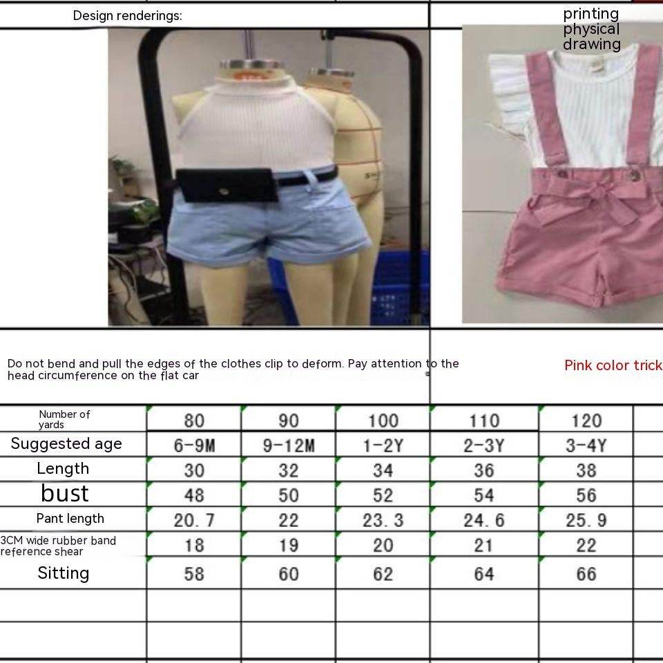 Baby Suit Infant Child Girl Halter Sunken Stripe Vest Top Shorts Waist Bag Little Girl Three-piece Suit - Mubimart