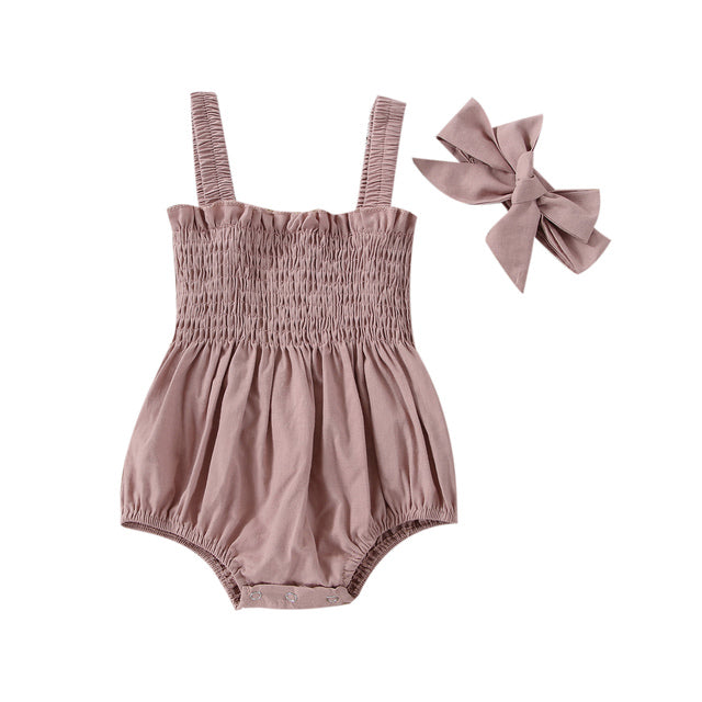 Mubimart Baby Summer Jumpsuit Outfit Solid Color Ruched Toddler Girl Mubimart Baby girl casual wear Baby girl romper set Baby girl summer fashion Baby summer jumpsuit Comfortable baby jumpsuit Cute baby girl clothing Fashionable baby attire High-quality baby outfit Infant summer wear Ruched toddler clothing Soft toddler girl attire Solid color baby romper Toddler girl outfit Toddler girl playsuit Toddler wardrobe essential Trendy toddler fashion