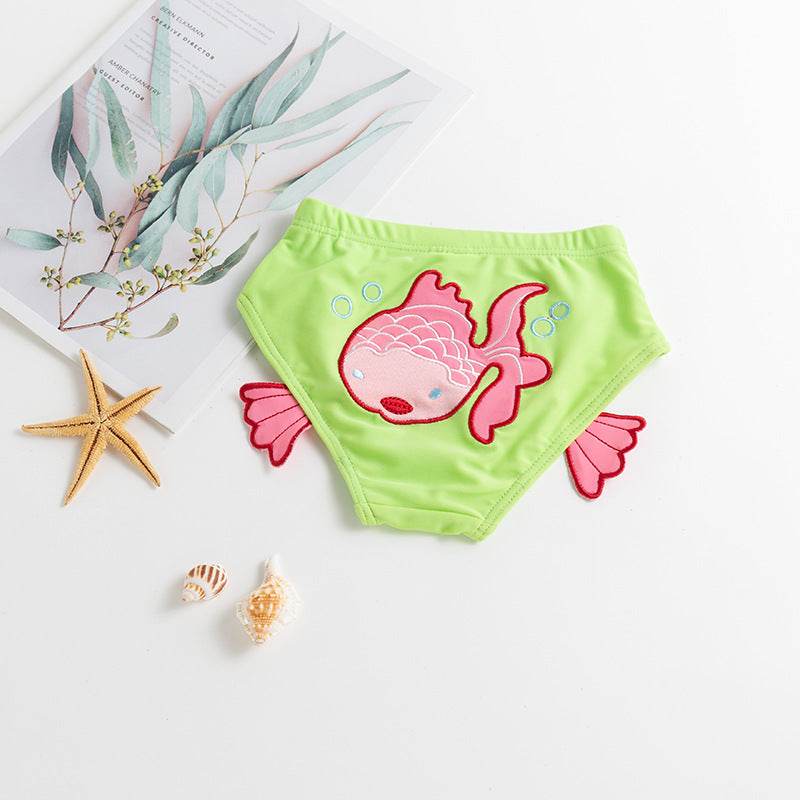 Baby Swimming Trunks Cute Embroidered Double Deck 1-3 Year Old Boys And Girls Learn Swimming Briefs Bathing Suit - Mubimart