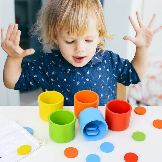 Baby Toddler Preschool Kids Learning Educational Wooden Toys Learning For Children Games Color Sorting Cup - Mubimart