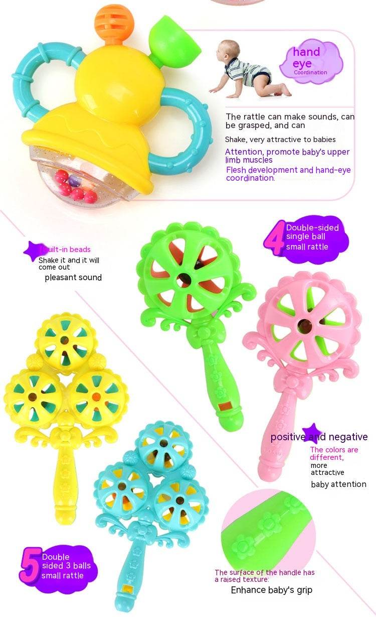 Baby Toys 3-6-12 Months Newborn Rattle 0-1 Year Old Baby Early Childhood Education Toddler Rattle Teether - Mubimart