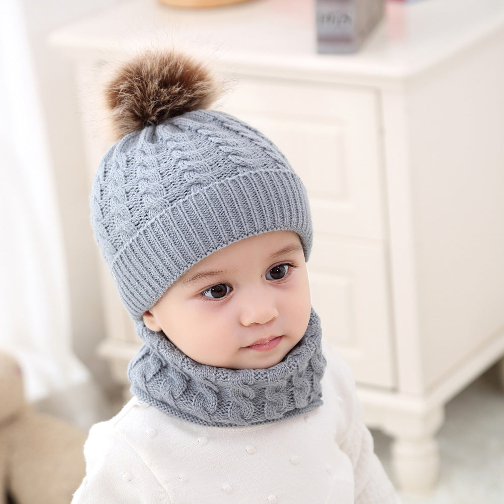 Baby Warm Woolen Cap Toddler Hat Baby Girls Boys Winter Warm Knitted Wool - Mubimart - Baby Cloth 