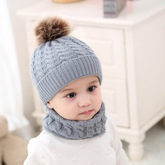 Baby Warm Woolen Cap Toddler Hat Baby Girls Boys Winter Warm Knitted Wool - Mubimart