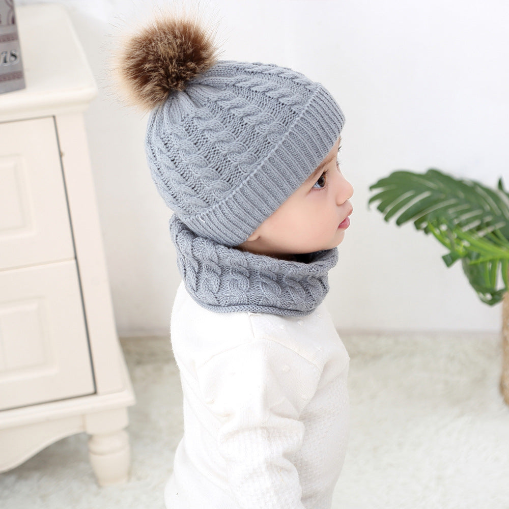 Baby Warm Woolen Cap Toddler Hat Baby Girls Boys Winter Warm Knitted Wool - Mubimart -  