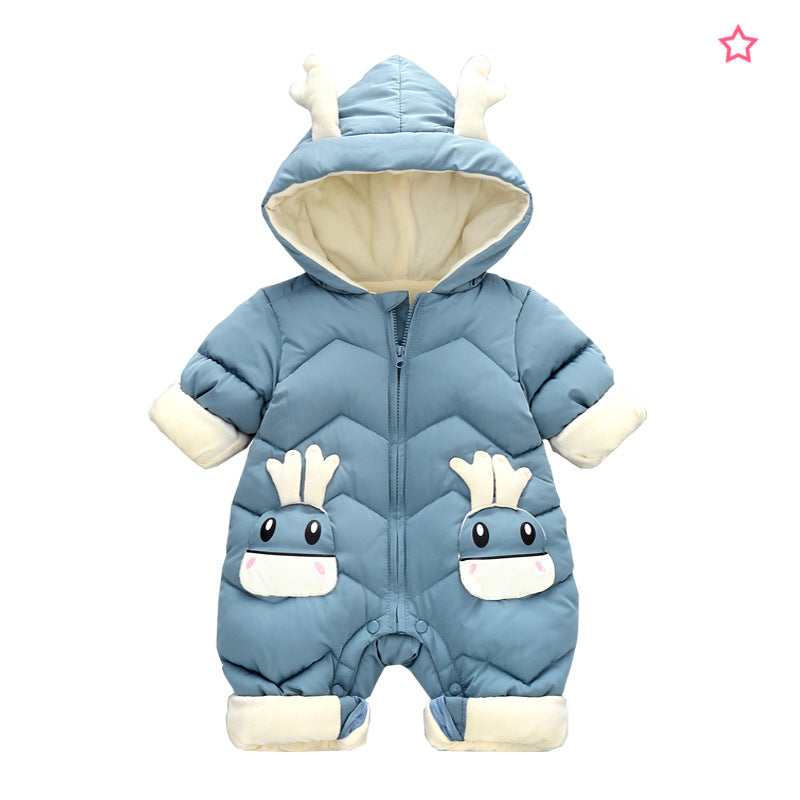 Baby Winter Snowsuit Plus Velvet Thick Baby Boys Jumpsuit 0-3 Years Newborn Romper Girl Clothes Overalls Toddler Coat - Mubimart -  