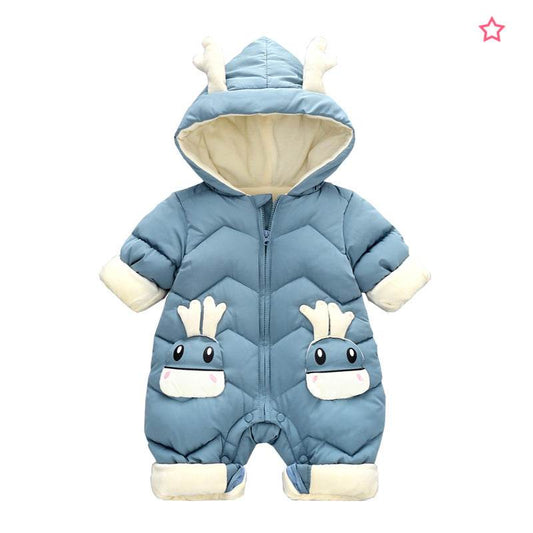 Baby Winter Snowsuit Plus Velvet Thick Baby Boys Jumpsuit 0-3 Years Newborn Romper Girl Clothes Overalls Toddler Coat - Mubimart