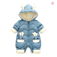 Baby Winter Snowsuit Plus Velvet Thick Baby Boys Jumpsuit 0-3 Years Newborn Romper Girl Clothes Overalls Toddler Coat - Mubimart -  