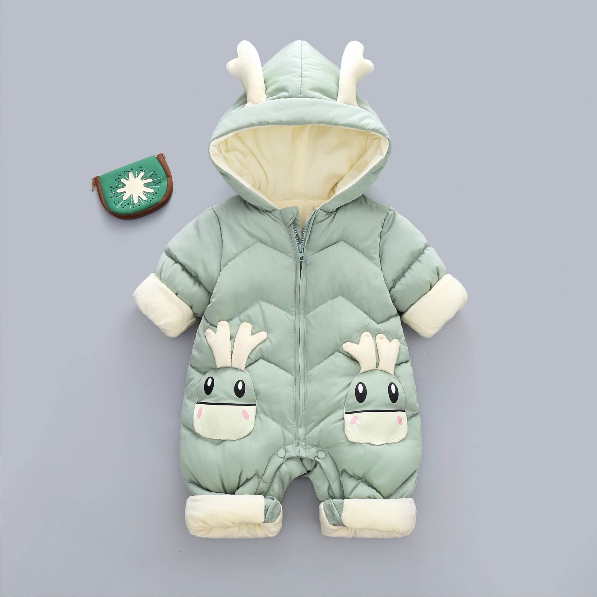 Baby Winter Snowsuit Plus Velvet Thick Baby Boys Jumpsuit 0-3 Years Newborn Romper Girl Clothes Overalls Toddler Coat - Mubimart