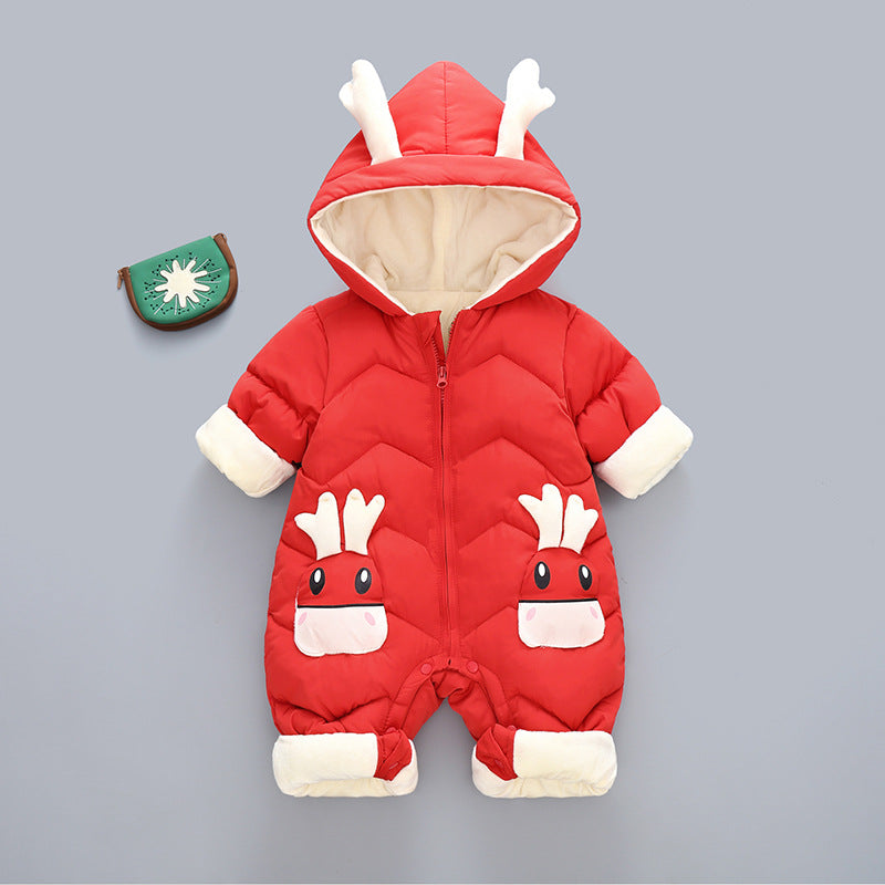 Baby Winter Snowsuit Plus Velvet Thick Baby Boys Jumpsuit 0-3 Years Newborn Romper Girl Clothes Overalls Toddler Coat - Mubimart -  