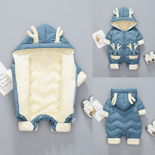 Baby Winter Snowsuit Plus Velvet Thick Baby Boys Jumpsuit 0-3 Years Newborn Romper Girl Clothes Overalls Toddler Coat - Mubimart