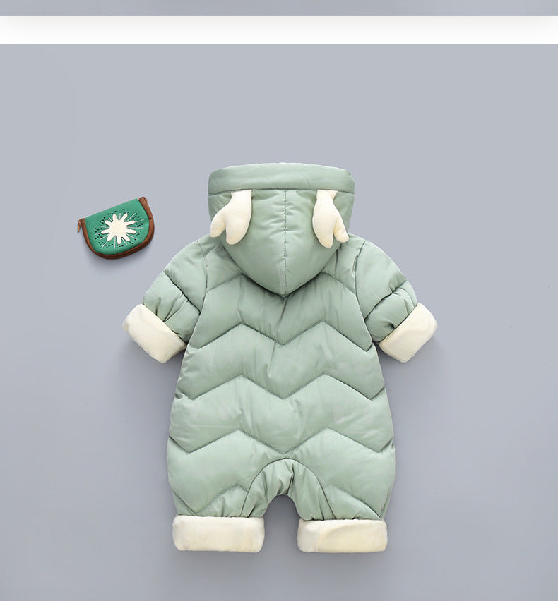 Baby Winter Snowsuit Plus Velvet Thick Baby Boys Jumpsuit 0-3 Years Newborn Romper Girl Clothes Overalls Toddler Coat - Mubimart -  