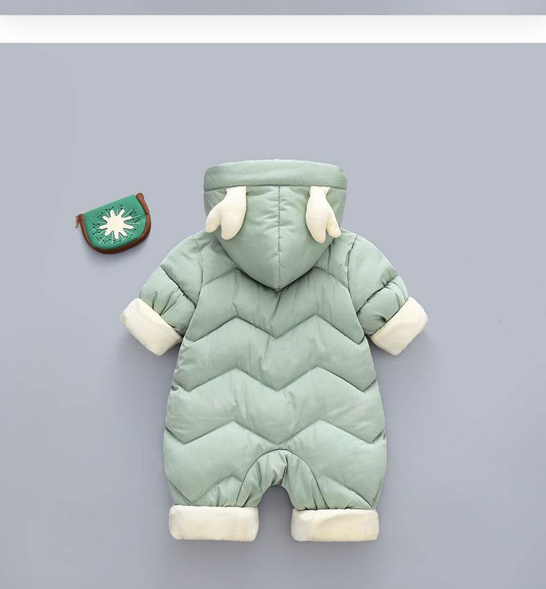 Baby Winter Snowsuit Plus Velvet Thick Baby Boys Jumpsuit 0-3 Years Newborn Romper Girl Clothes Overalls Toddler Coat - Mubimart