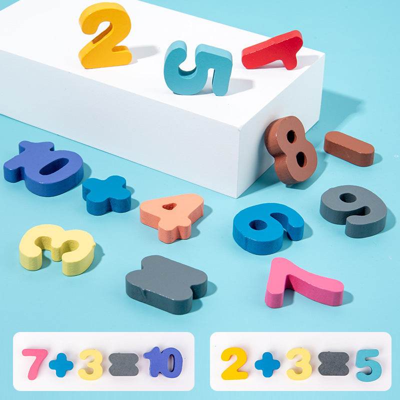 Baby Wooden Montessori Educational Toys Kids Early Learning Shape Color Math Matching Log Board Fishing Puzzle Count Number - Mubimart