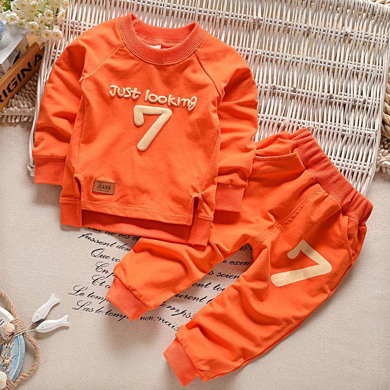 Baby cotton long-sleeved trousers two-piece suit - Mubimart