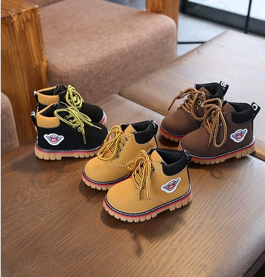 Baby cotton shoes autumn and winter new female treasure 1-3 years old 2 warm plus velvet children Martin boots boys winter shoes tide - Mubimart - Baby Shoes 