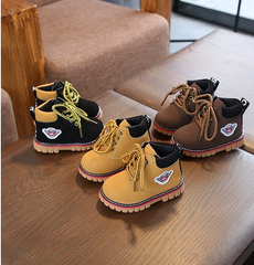 Baby cotton shoes autumn and winter new female treasure 1-3 years old 2 warm plus velvet children Martin boots boys winter shoes tide - Mubimart - Baby Shoes 