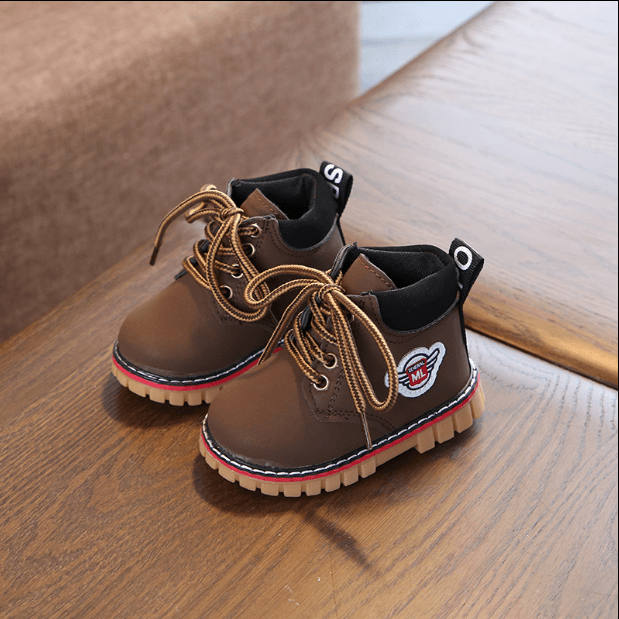 Baby cotton shoes autumn and winter new female treasure 1-3 years old 2 warm plus velvet children Martin boots boys winter shoes tide - Mubimart