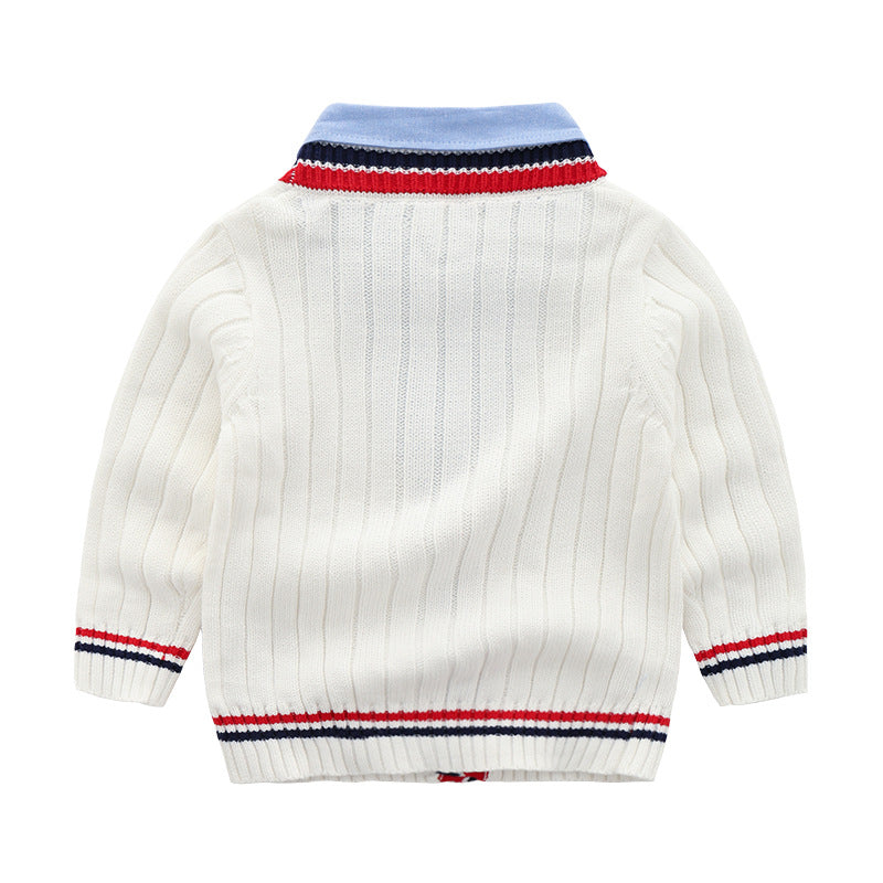 Baby fake two-piece sweater boy knitting - Mubimart -  