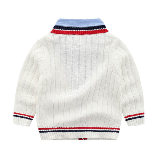Baby fake two-piece sweater boy knitting - Mubimart