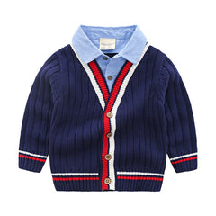 Baby fake two-piece sweater boy knitting - Mubimart -  