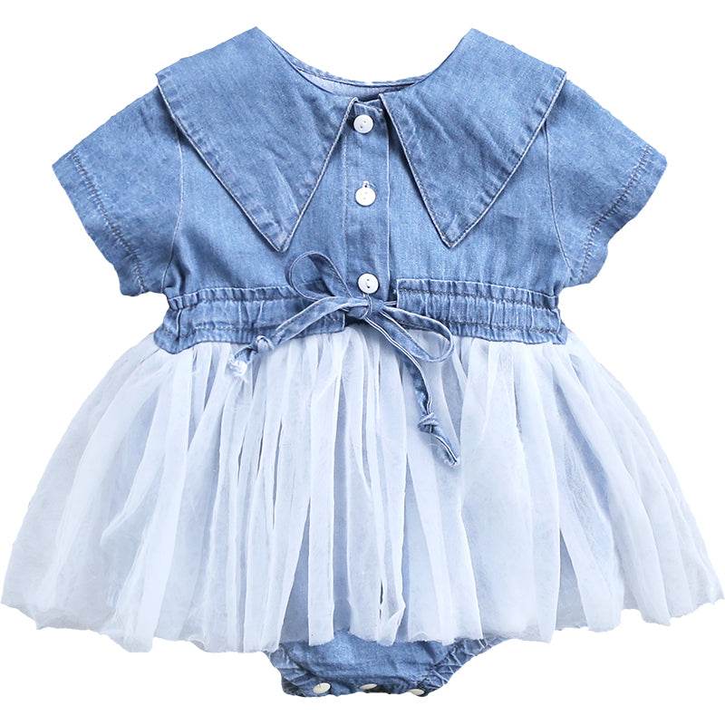 Baby girl denim jumpsuit - Mubimart