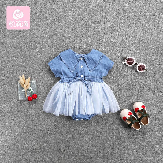 Baby girl denim jumpsuit - Mubimart