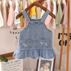 Baby girl denim strap dress - Mubimart - Baby Cloth 