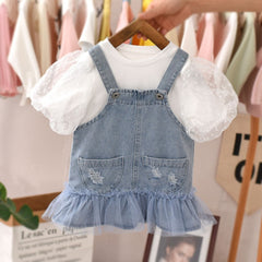 Baby girl denim strap dress - Mubimart -  