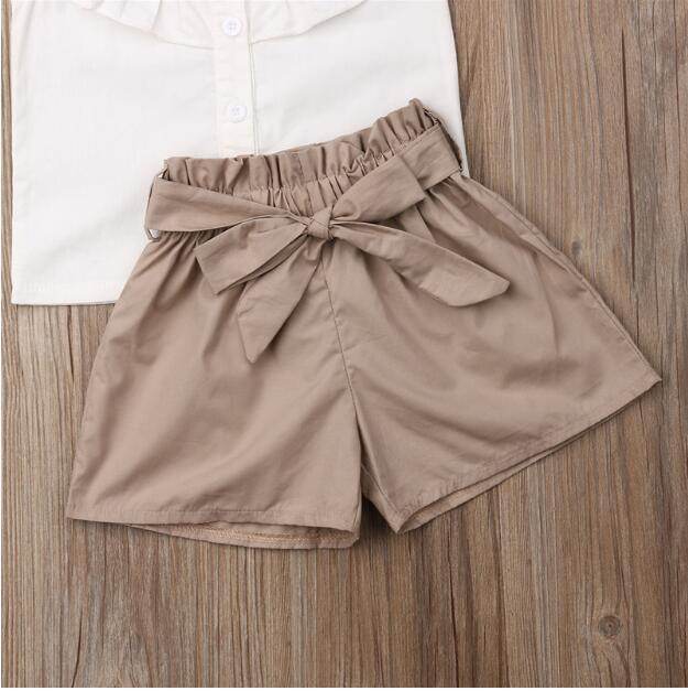 Baby lotus leaf collar sleeveless shorts 2-piece set - Mubimart