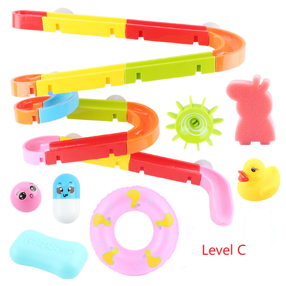 Baby water track assembling slides bathing bath toys Drifting wheel  and Baby soft glue pinch ball - Mubimart -  